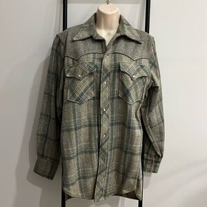 Vintage 80s Woolrich Plaid Wool Shacket Men M Y2K Outdoor Jacket Shirt